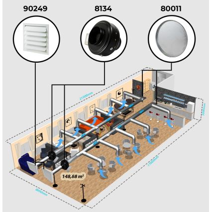 Dalap 8132 - Radiálny potrubný ventilátor TURBINE M 200 150W/230V