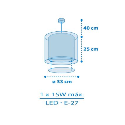 Dalber 40672 - Detský luster WORLD 1xE27/15W/230V modrá