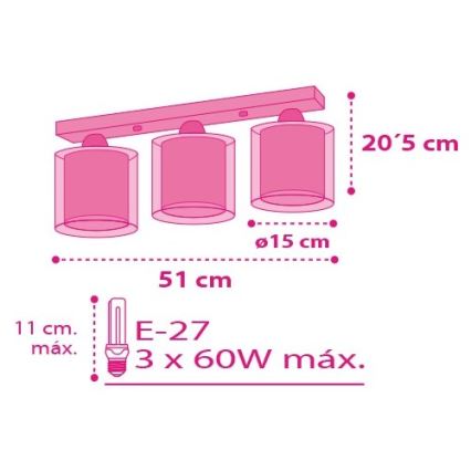 Dalber 41183 - Stropné svietidlo CUORE 3xE27/60W/230V