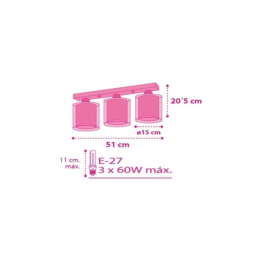 Dalber 41183 - Stropné svietidlo CUORE 3xE27/60W/230V