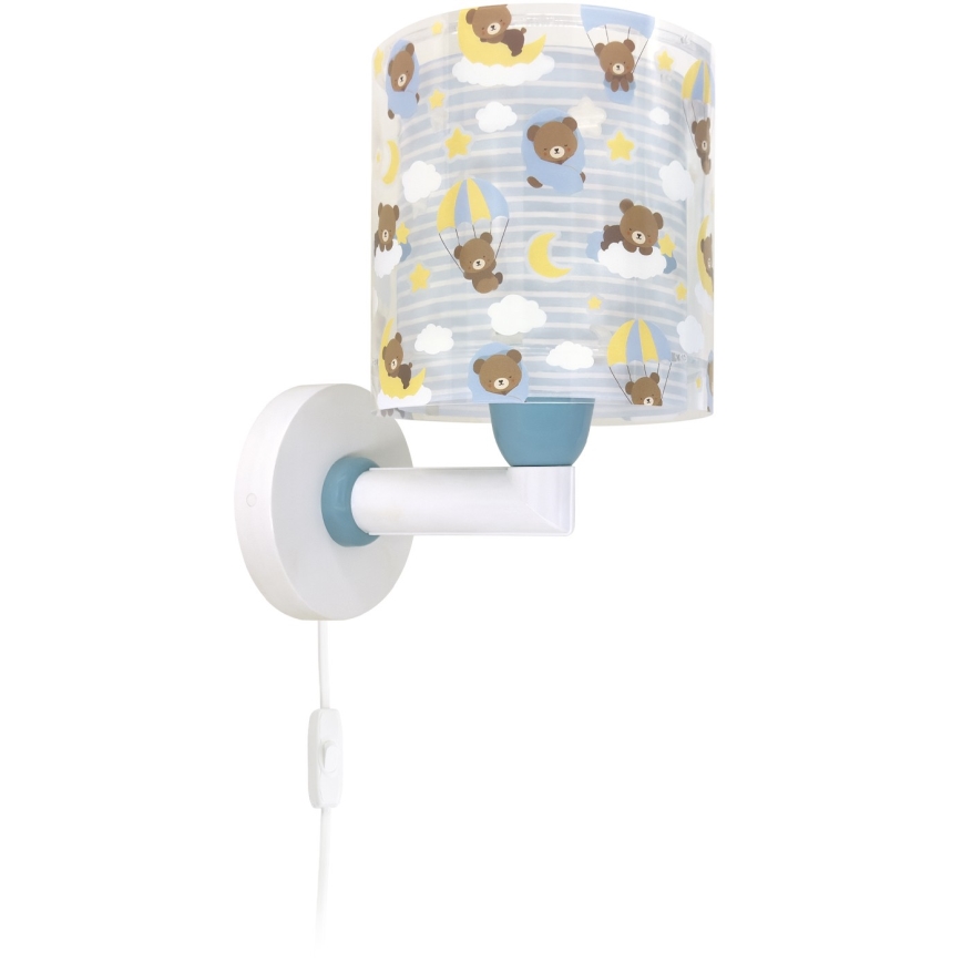 Dalber 41579T - Detská nástenná lampa BABY TEDDY 1xE27/15W/230V modrá