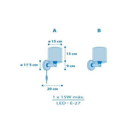 Dalber 41579T - Detská nástenná lampa BABY TEDDY 1xE27/15W/230V modrá