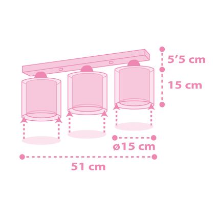 Dalber 41593 - Detské stropné svietidlo UNICORNS 3xE27/60W/230V