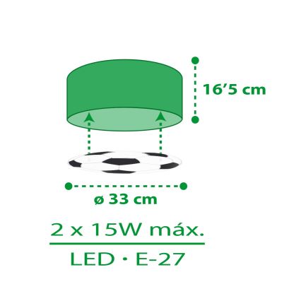 Dalber 41736 - Detské stropné svietidlo FOOTBALL 2xE27/15W/230V