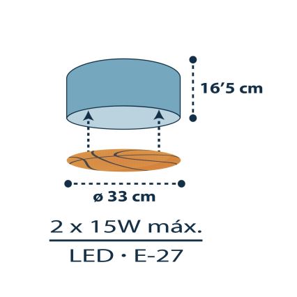 Dalber 41746 - Detské stropné svietidlo BASKET 2xE27/15W/230V