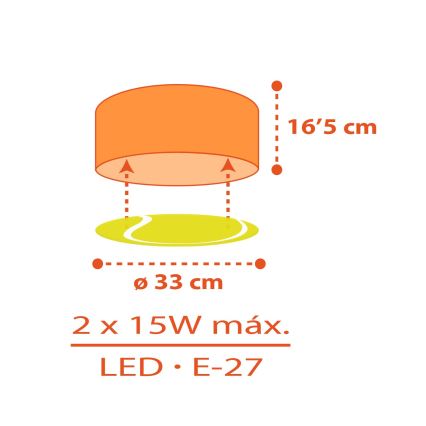 Dalber 41756 - Detské stropné svietidlo TENNIS 2xE27/15W/230V