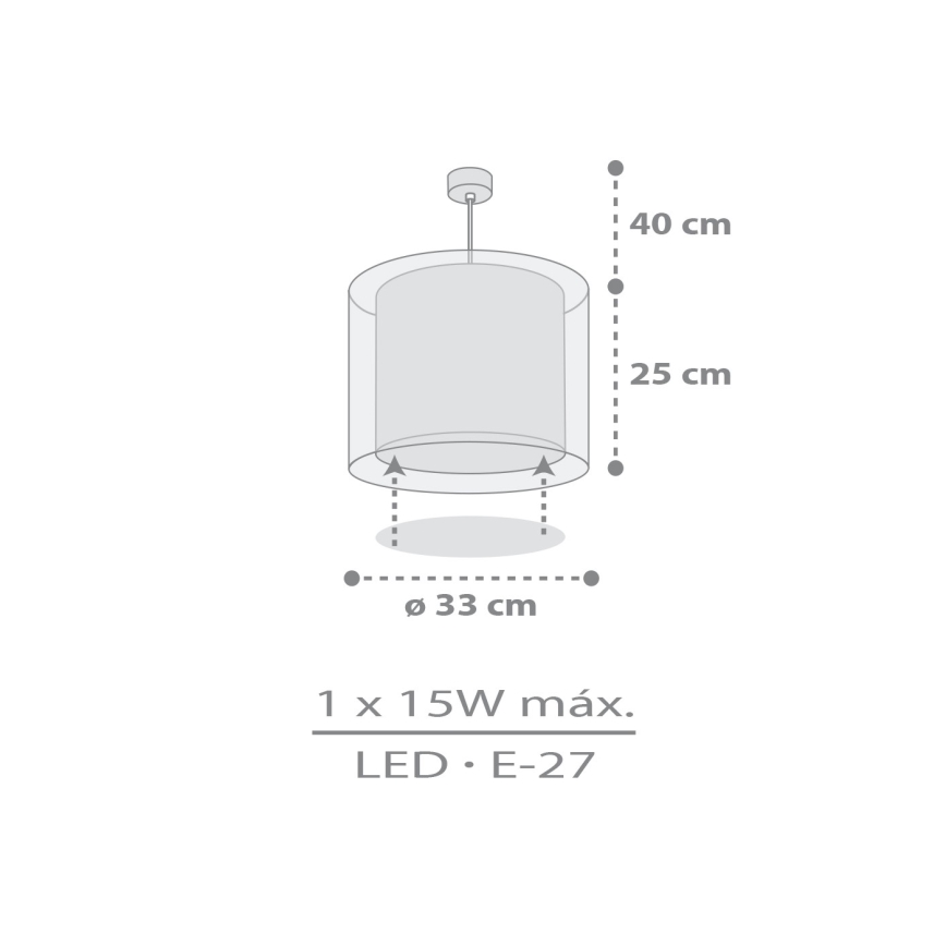 Dalber 41762E - Detský luster KAWAII FRIENDS 1xE27/15W/230V sivý