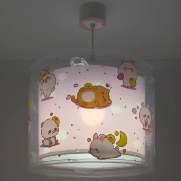 Dalber 41762S - Detský luster KAWAII FRIENDS 1xE27/15W/230V ružový