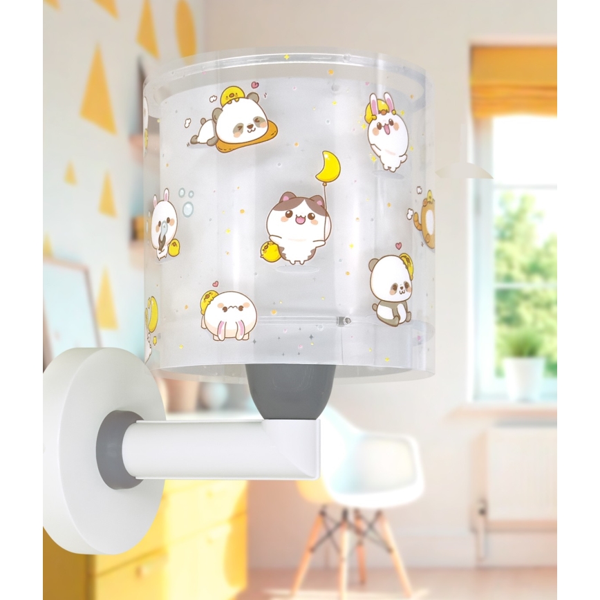 Dalber 41769E - Detská nástenná lampa KAWAII FRIENDS 1xE27/15W/230V šedá