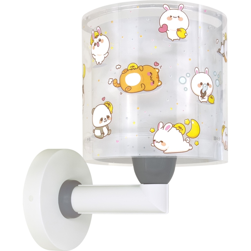 Dalber 41769E - Detská nástenná lampa KAWAII FRIENDS 1xE27/15W/230V šedá