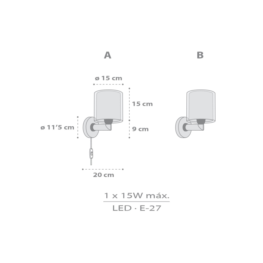 Dalber 41769E - Detská nástenná lampa KAWAII FRIENDS 1xE27/15W/230V šedá