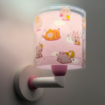 Dalber 41769S - Detská nástenná lampa KAWAII FRIENDS 1xE27/15W/230V ružová