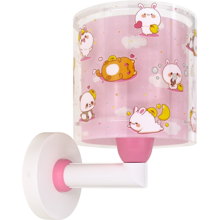 Dalber 41769S - Detská nástenná lampa KAWAII FRIENDS 1xE27/15W/230V ružová