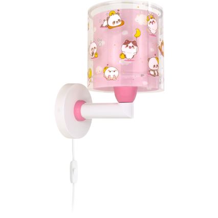 Dalber 41769S - Detská nástenná lampa KAWAII FRIENDS 1xE27/15W/230V ružová