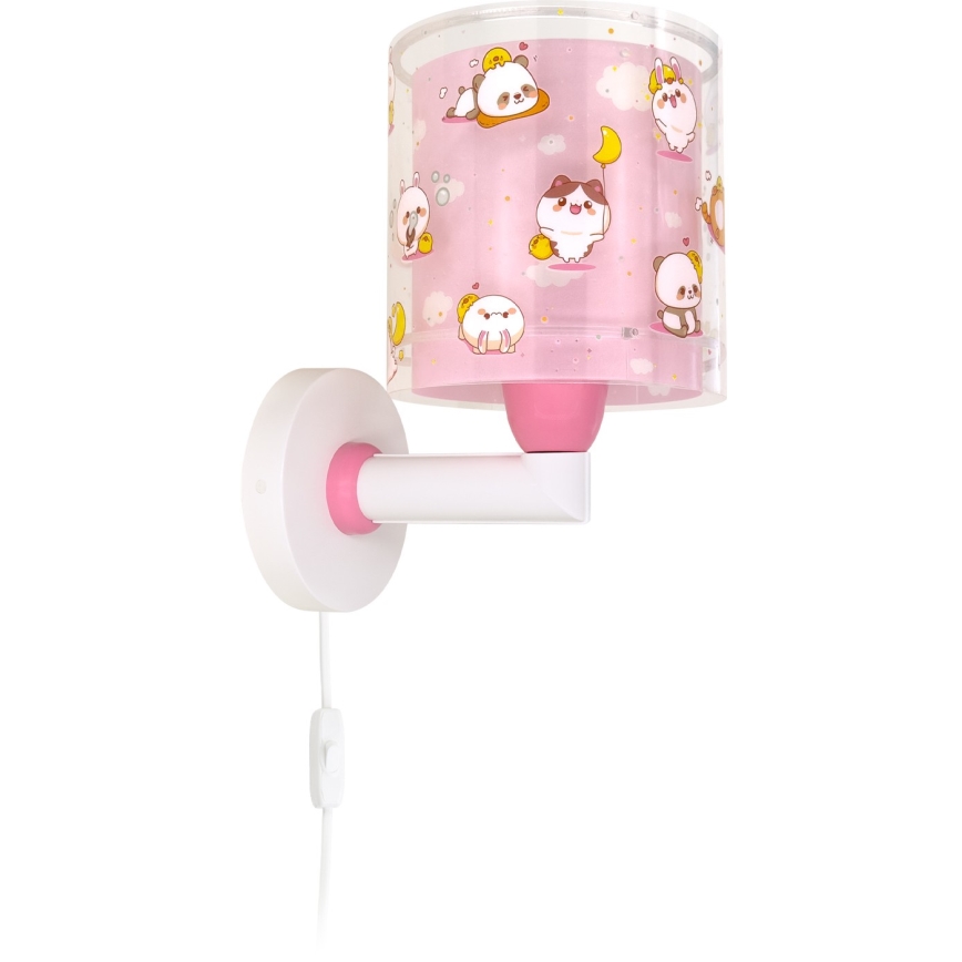 Dalber 41769S - Detská nástenná lampa KAWAII FRIENDS 1xE27/15W/230V ružová