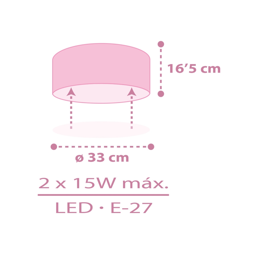 Dalber 42496 - Detské stropné svietidlo FAIRY DREAMS 2xE27/15W/230V