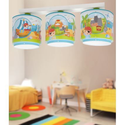 Dalber 60653 - Detské stropné svietidlo PIRATE ISLAND 3xE27/15W/230V