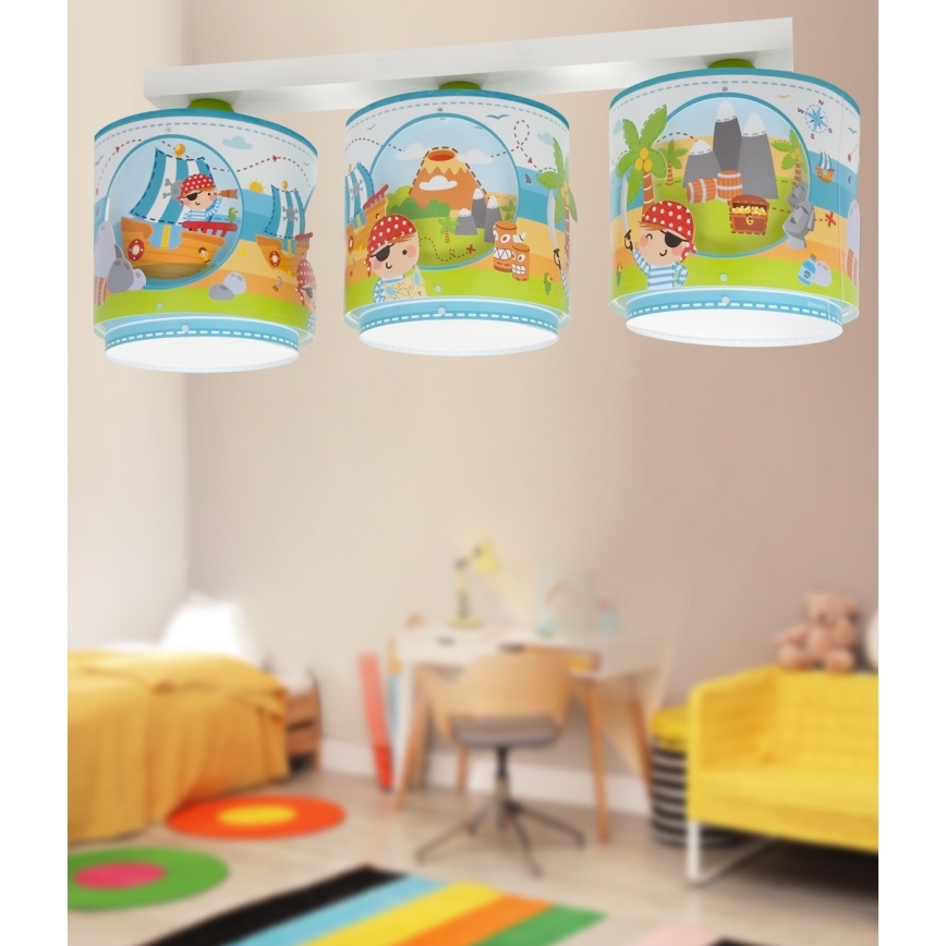 Dalber 60653 - Detské stropné svietidlo PIRATE ISLAND 3xE27/15W/230V