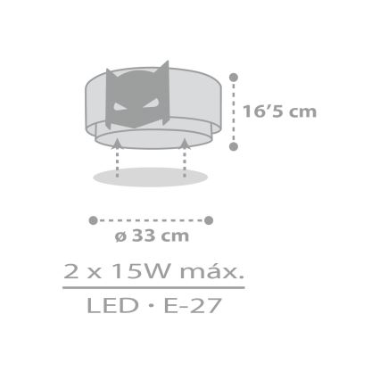 Dalber 61806 - Detské stropné svietidlo DARK HERO 2xE27/15W/230V