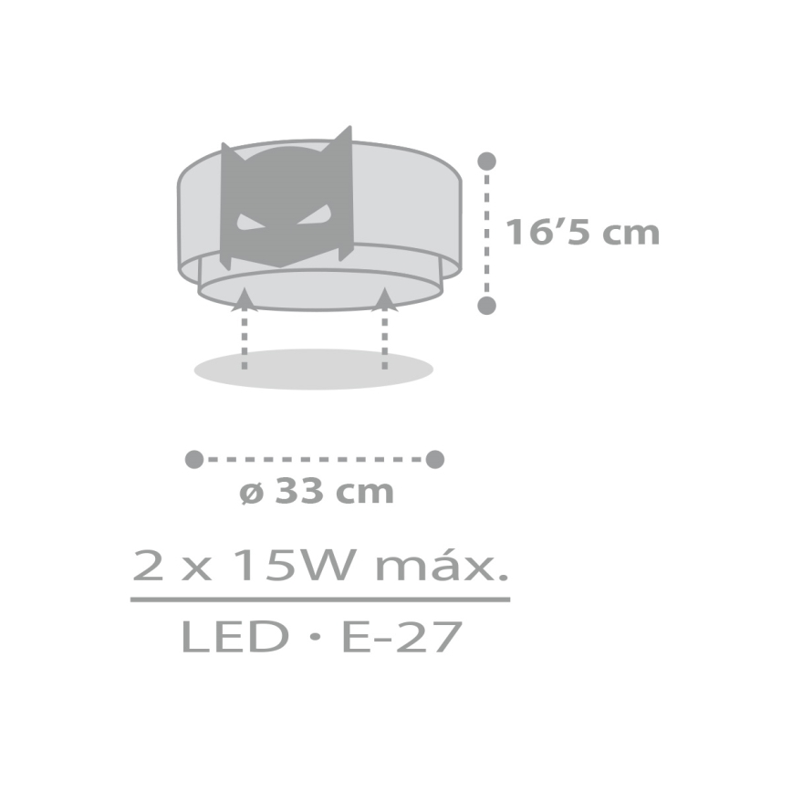 Dalber 61806 - Detské stropné svietidlo DARK HERO 2xE27/15W/230V