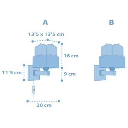 Dalber 63169T - Detské nástenné svietidlo PANDA 1xE27/60W/230V modrá