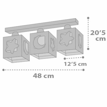 Dalber 63233NE - Detské stropné svietidlo MOONLIGHT 3xE27/60W/230V