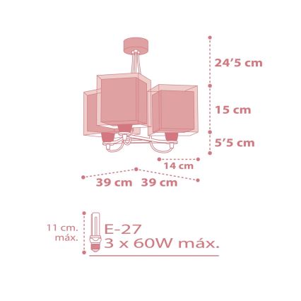 Dalber 63267S - Detský luster KOALA 3xE27/60W/230V