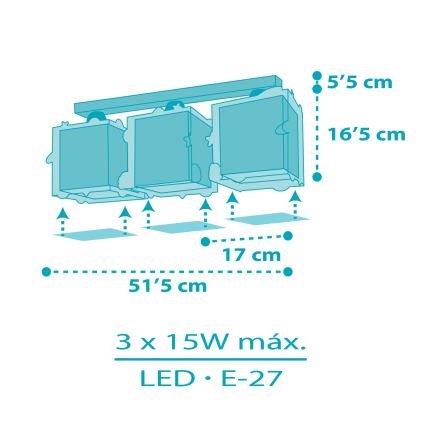 Dalber 63353 - Detské stropné svietidlo ROCKET 3xE27/15W/230V