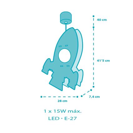 Dalber 63357 - Detský luster ROCKET 1xE27/15W/230V