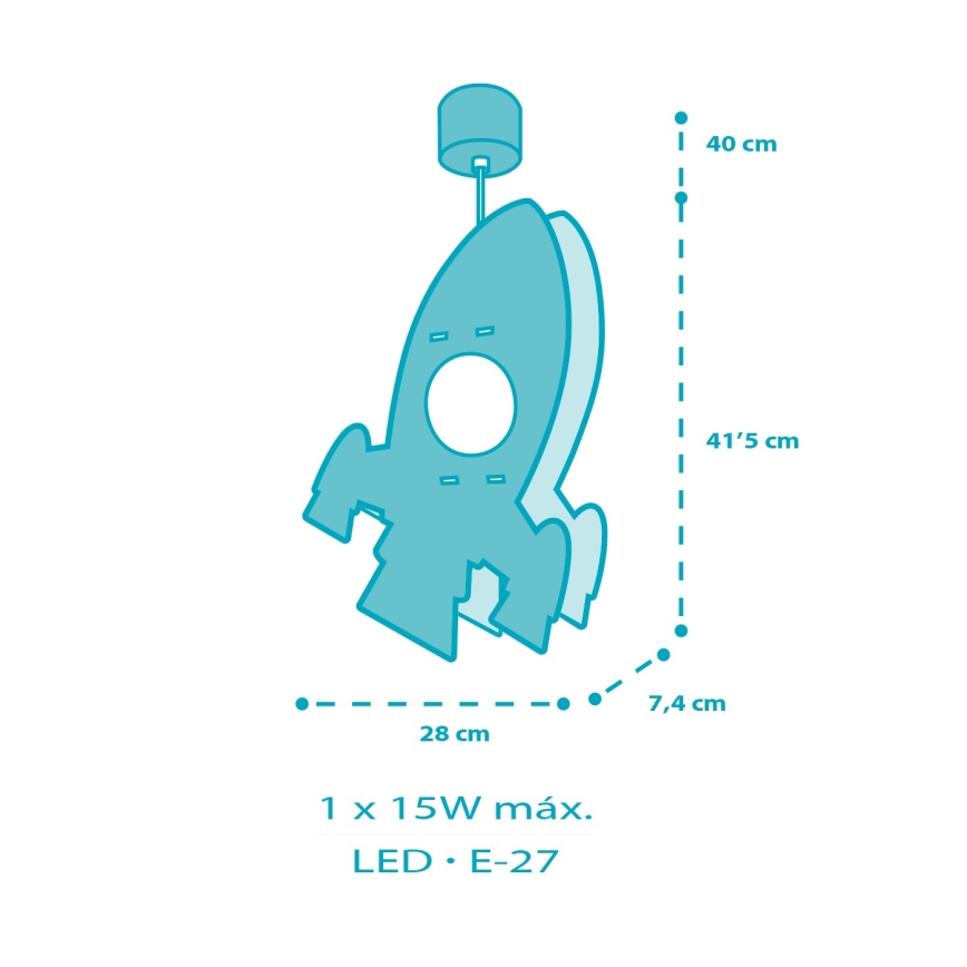Dalber 63357 - Detský luster ROCKET 1xE27/15W/230V