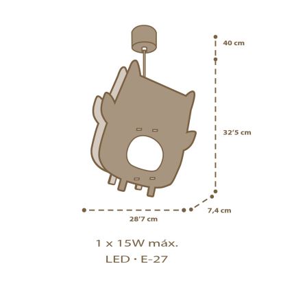 Dalber 63397 - Detský luster OWL 1xE27/15W/230V