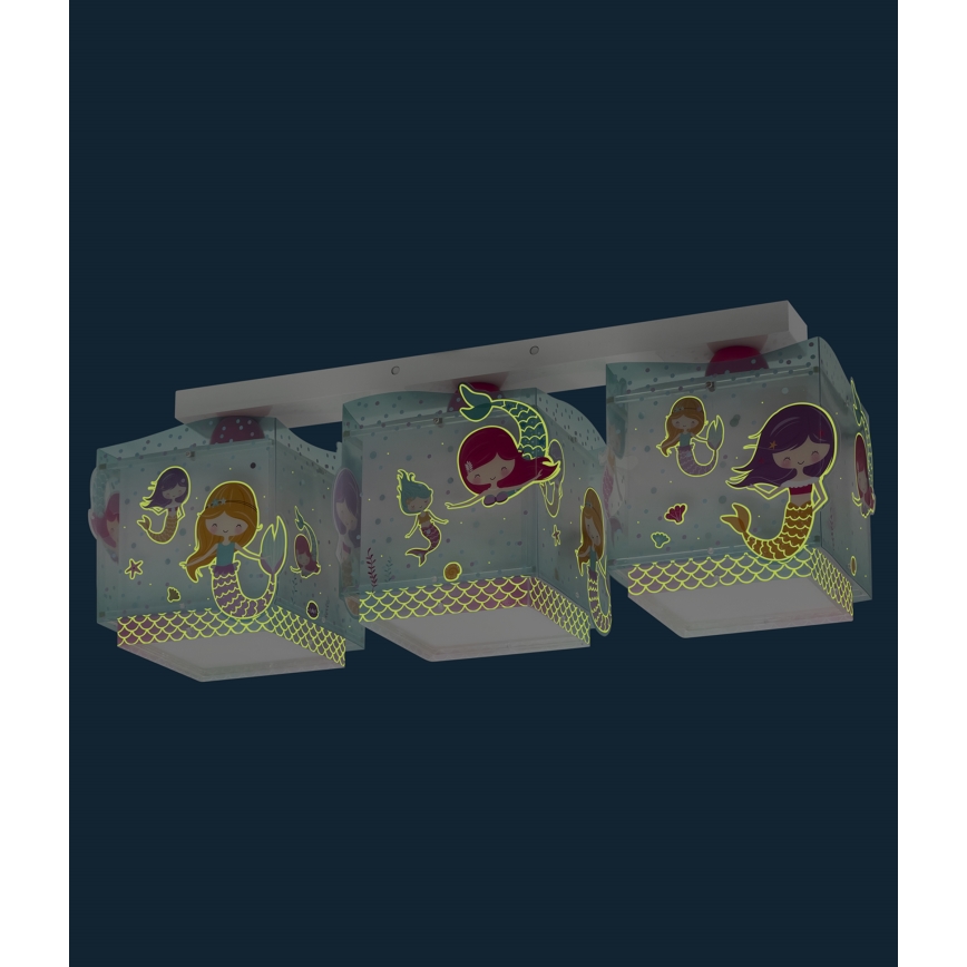Dalber 63443 - Detské stropné svietidlo MERMAIDS 3xE27/60W/230V