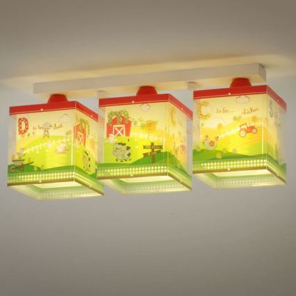 Dalber 64403 - Detské stropné svietidlo MY LITTLE FARM 3xE27/60W/230V