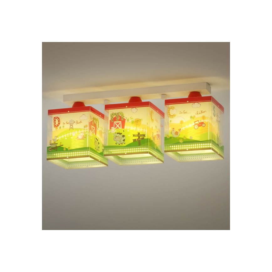 Dalber 64403 - Detské stropné svietidlo MY LITTLE FARM 3xE27/60W/230V