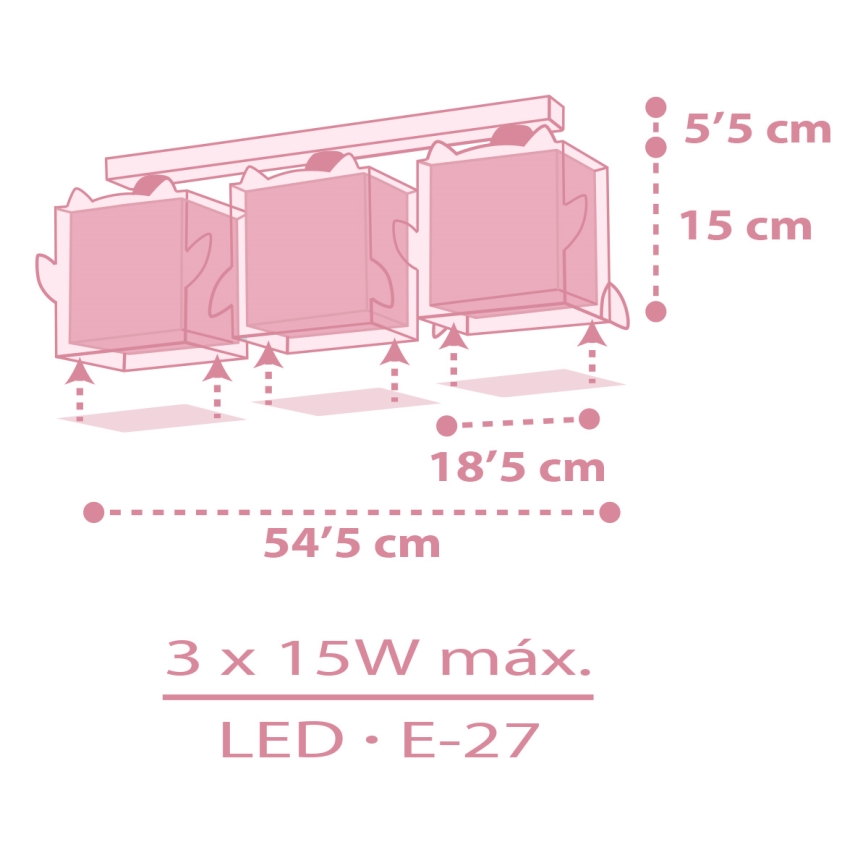 Dalber 64483 - Detské stropné svietidlo LITTLE FRIENDS 3xE27/15W/230V