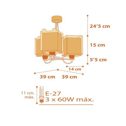 Dalber 64567 - Detský luster LITTLE TIGER 3xE27/60W/230V