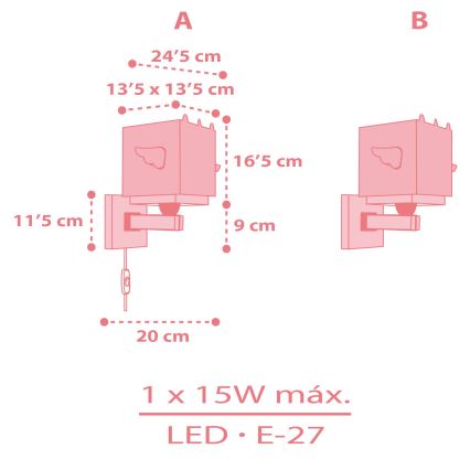 Dalber 64599 - Detské nástenné svietidlo LITTLE UNICORN 1xE27/15W/230V