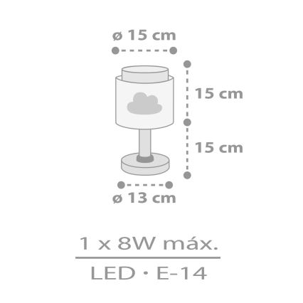 Dalber 76011E - Detská lampička BABY DREAMS 1xE14/8W/230V šedá