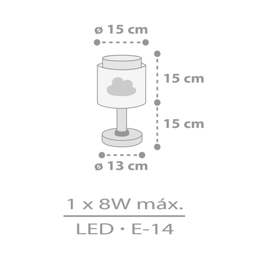 Dalber 76011E - Detská lampička BABY DREAMS 1xE14/8W/230V šedá