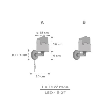 Dalber 76309 - Detská nástenná lampa SNOOPY 1xE27/15W/230V biela/červená