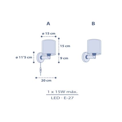 Dalber 76639 - Detská nástenná lampa MOON DREAMS 1xE27/15W/230V modrá