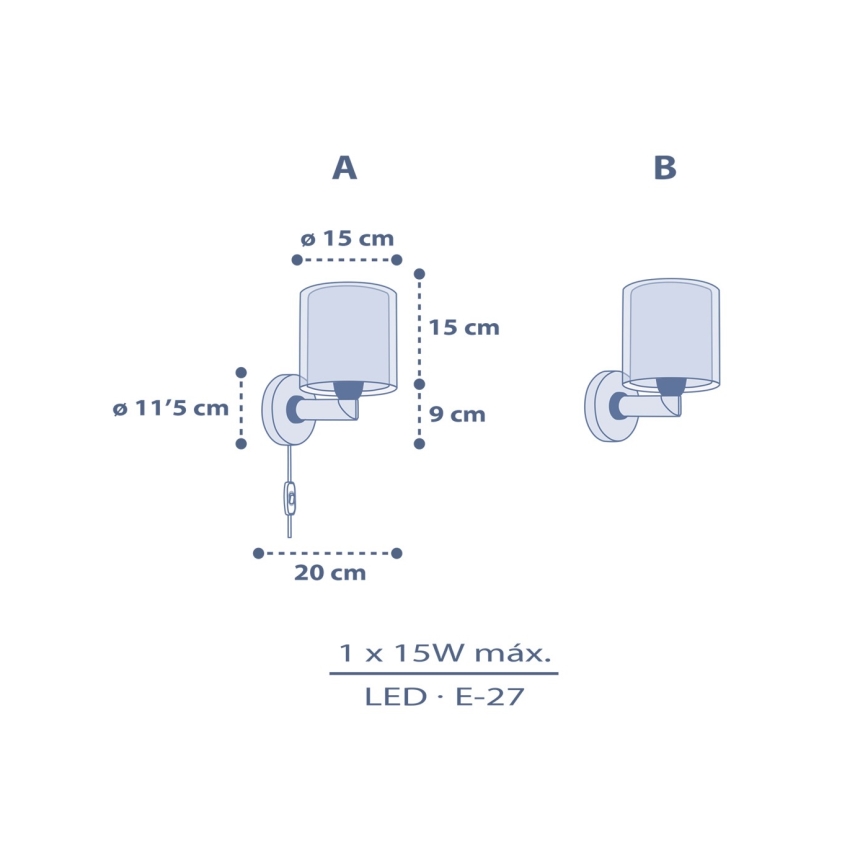 Dalber 76639 - Detská nástenná lampa MOON DREAMS 1xE27/15W/230V modrá