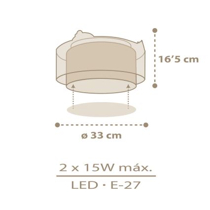 Dalber 76876 - Detské stropné svietidlo BABY CHICK 2xE27/15W/230V