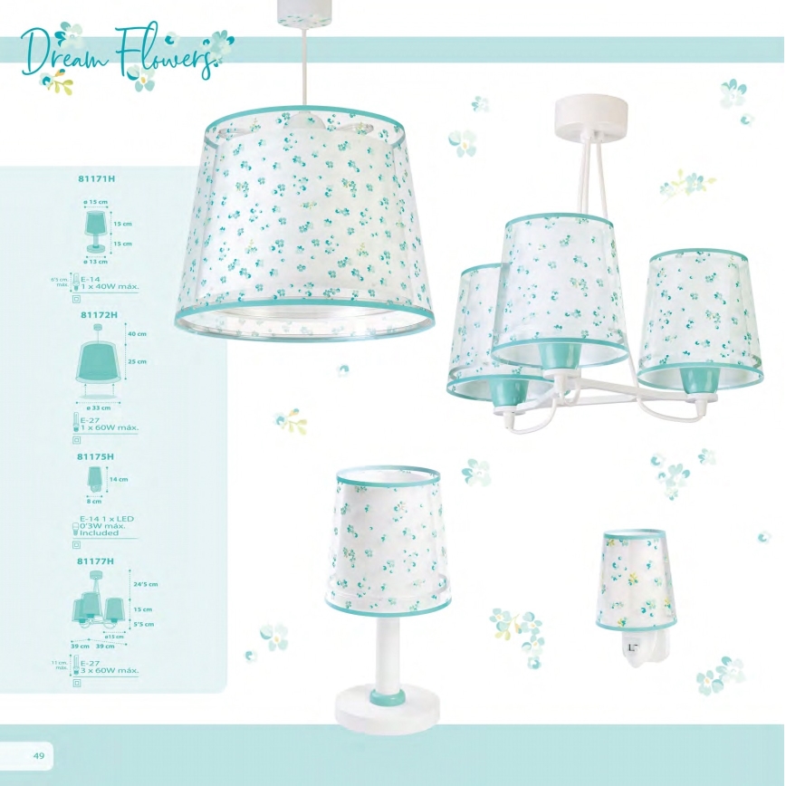 Dalber 81172H - Detský luster DREAM FLOWERS 1xE27/60W/230V