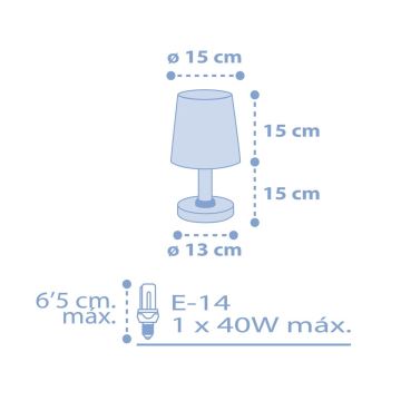 Dalber 82211T - Detská lampička STAR LIGHT 1xE14/40W/230V modrá