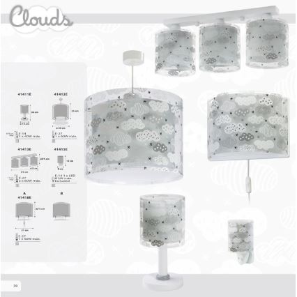 Dalber D-41411E - Detská stolná lampička CLOUDS 1xE14/40W/230V