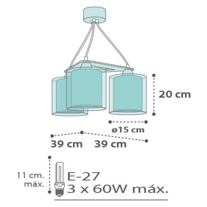 Dalber D-61314 - Detský luster HAPPY DOGS 3xE27/60W/230V
