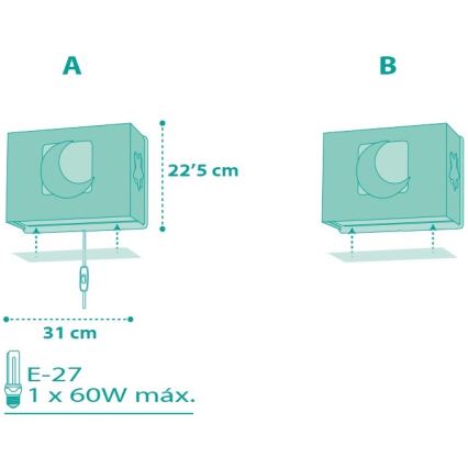 Dalber D-63238H - Detské nástenné svietidlo MOONLIGHT 1xE27/60W/230V