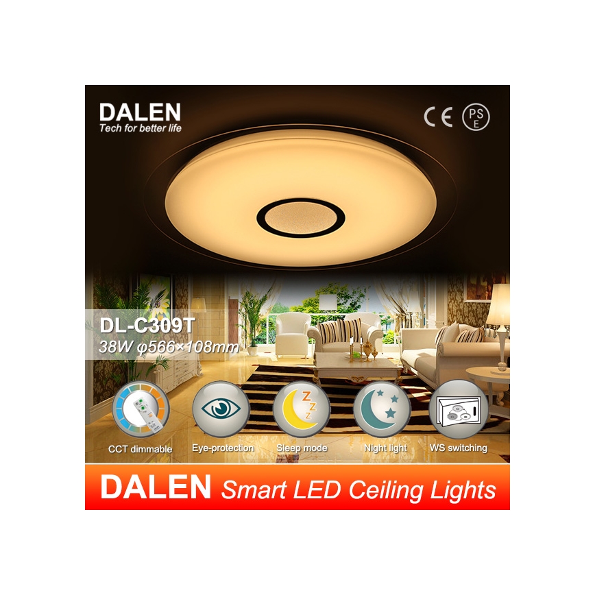 Dalen DL-C309T - LED stmievateľné stropné svietidlo CLASSIC LED/38W/230V