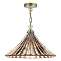 Där Lighting ARD866 - Luster na reťazi ARDECHE 1xE27/60W/230V mosadz/dymová hnedá